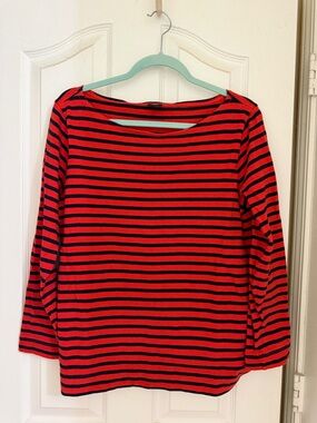 J. Crew Striped Boatneck Long-Sleeve Top